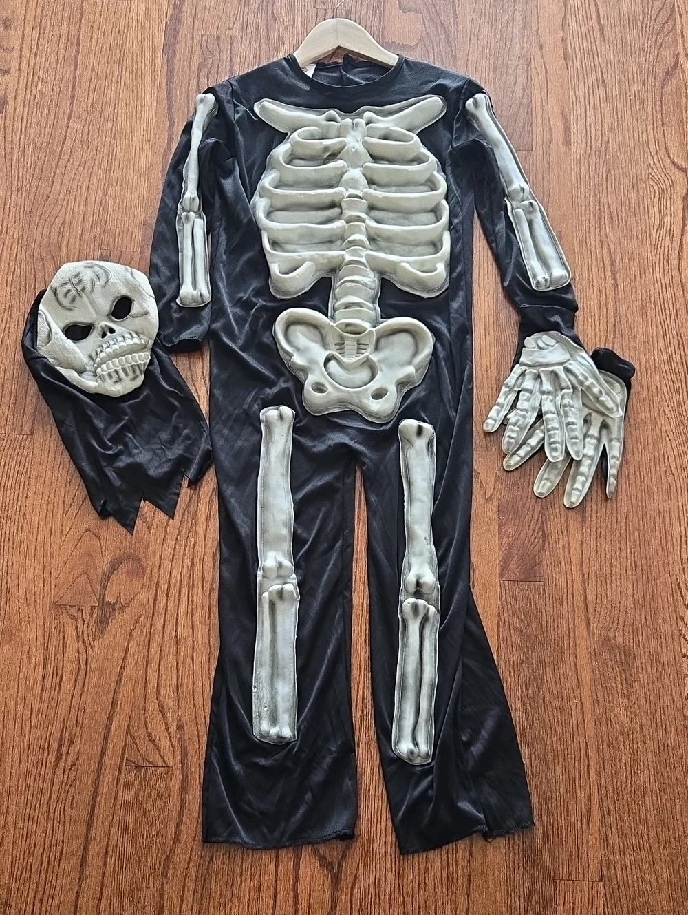 Forum Size Large Kids Black Skeleton Costume with Mask and Gloves
